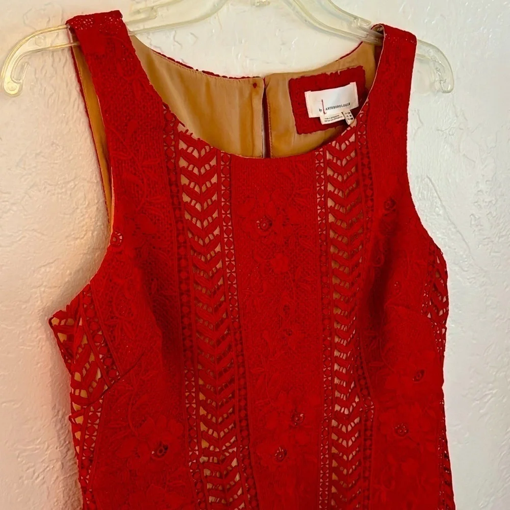 Anthropologie red lace dress size 8p - Picture 6 of 8